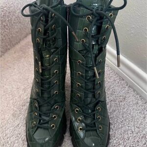 Michael Kors Green Lace-Up Boots